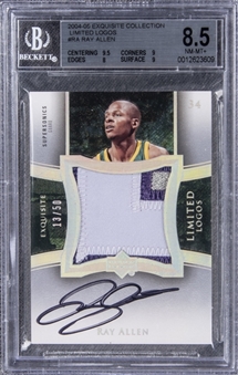 2004-05 UD "Exquisite Collection" Limited Logos #RA Ray Allen Signed Game Used Patch Card (#13/50) – BGS NM-MT+ 8.5/BGS 8
